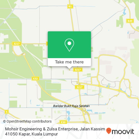 Peta Mohsir Engineering & Zulsa Enterprise, Jalan Kassim 41050 Kapar
