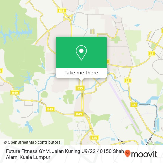 Peta Future Fitness GYM, Jalan Kuning U9 / 22 40150 Shah Alam