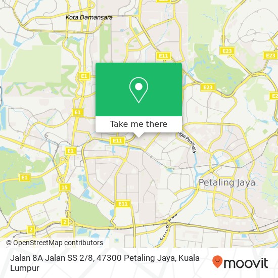 Peta Jalan 8A Jalan SS 2 / 8, 47300 Petaling Jaya