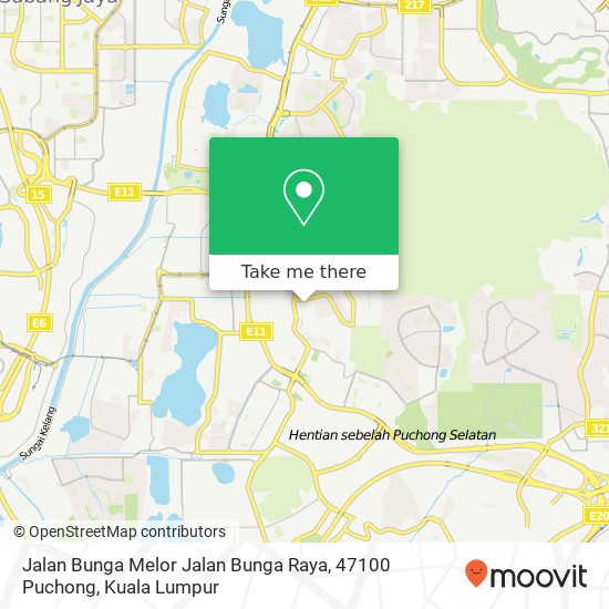 Peta Jalan Bunga Melor Jalan Bunga Raya, 47100 Puchong