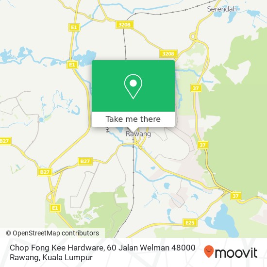 Peta Chop Fong Kee Hardware, 60 Jalan Welman 48000 Rawang
