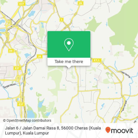 Peta Jalan 6 / Jalan Damai Rasa 8, 56000 Cheras (Kuala Lumpur)