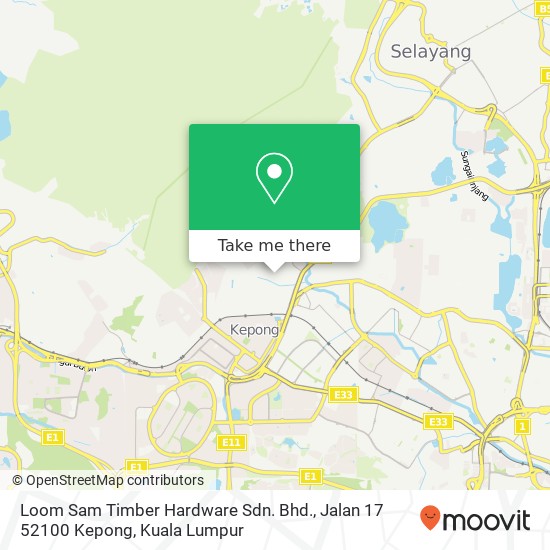 Peta Loom Sam Timber Hardware Sdn. Bhd., Jalan 17 52100 Kepong