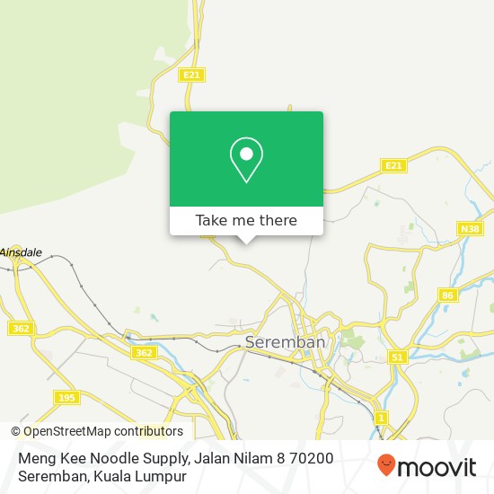 Meng Kee Noodle Supply, Jalan Nilam 8 70200 Seremban map