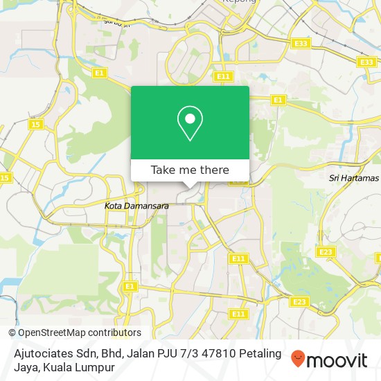 Peta Ajutociates Sdn, Bhd, Jalan PJU 7 / 3 47810 Petaling Jaya