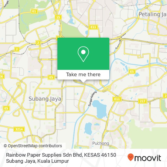 Peta Rainbow Paper Supplies Sdn Bhd, KESAS 46150 Subang Jaya