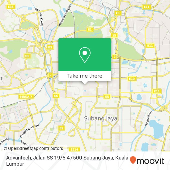 Advantech, Jalan SS 19 / 5 47500 Subang Jaya map