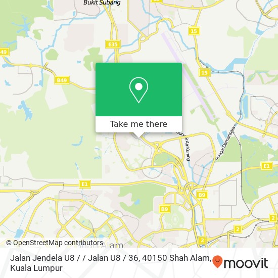 Peta Jalan Jendela U8 / / Jalan U8 / 36, 40150 Shah Alam