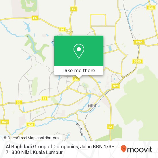 Peta Al Baghdadi Group of Companies, Jalan BBN 1 / 3F 71800 Nilai