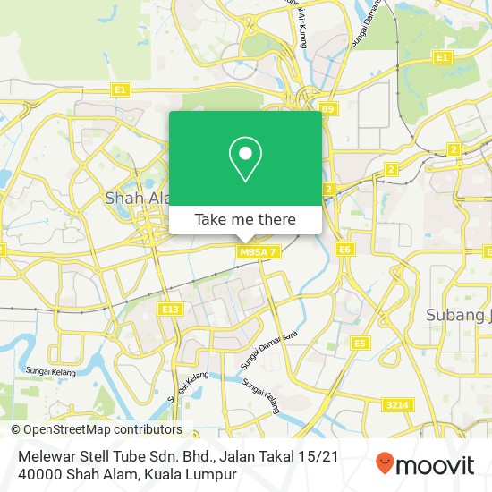 Peta Melewar Stell Tube Sdn. Bhd., Jalan Takal 15 / 21 40000 Shah Alam