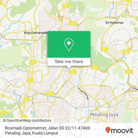 Peta Rosmadi Optometrist, Jalan SS 22 / 11 47400 Petaling Jaya