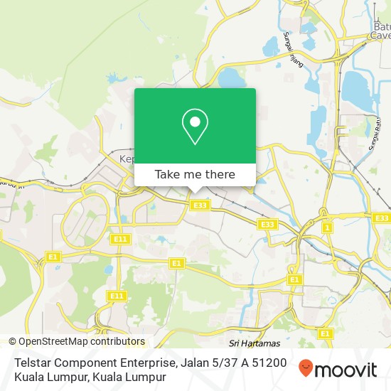 Telstar Component Enterprise, Jalan 5 / 37 A 51200 Kuala Lumpur map