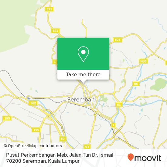 Pusat Perkembangan Meb, Jalan Tun Dr. Ismail 70200 Seremban map