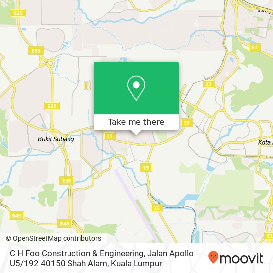 C H Foo Construction & Engineering, Jalan Apollo U5 / 192 40150 Shah Alam map