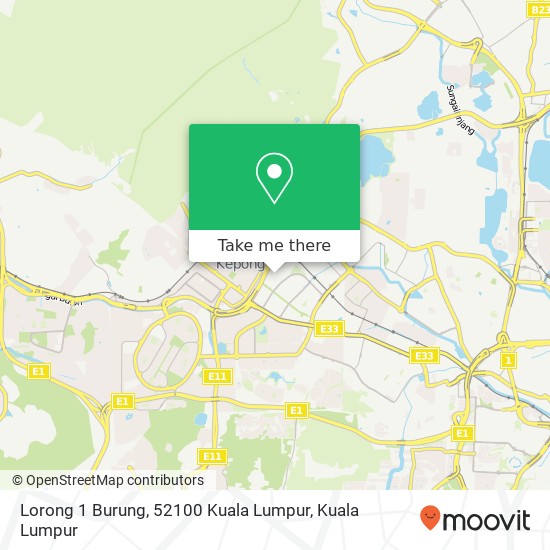 Lorong 1 Burung, 52100 Kuala Lumpur map