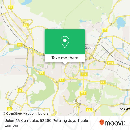 Peta Jalan 4A Cempaka, 52200 Petaling Jaya