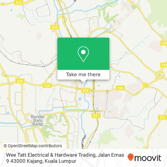 Wee Tatt Electrical & Hardware Trading, Jalan Emas 9 43000 Kajang map