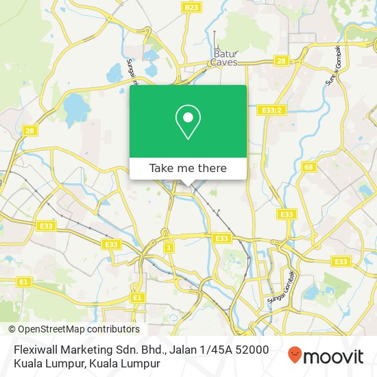 Flexiwall Marketing Sdn. Bhd., Jalan 1 / 45A 52000 Kuala Lumpur map