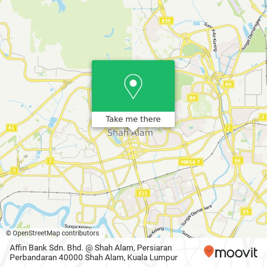 Peta Affin Bank Sdn. Bhd. @ Shah Alam, Persiaran Perbandaran 40000 Shah Alam