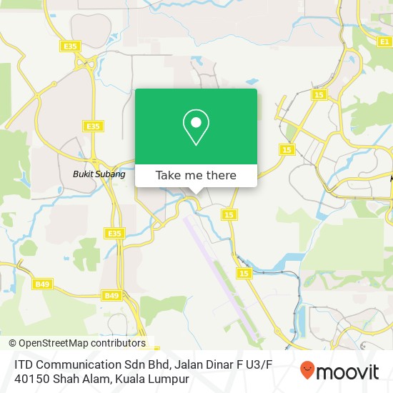 Peta ITD Communication Sdn Bhd, Jalan Dinar F U3 / F 40150 Shah Alam