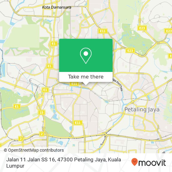 Peta Jalan 11 Jalan SS 16, 47300 Petaling Jaya