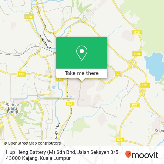 Hup Heng Battery (M) Sdn Bhd, Jalan Seksyen 3 / 5 43000 Kajang map