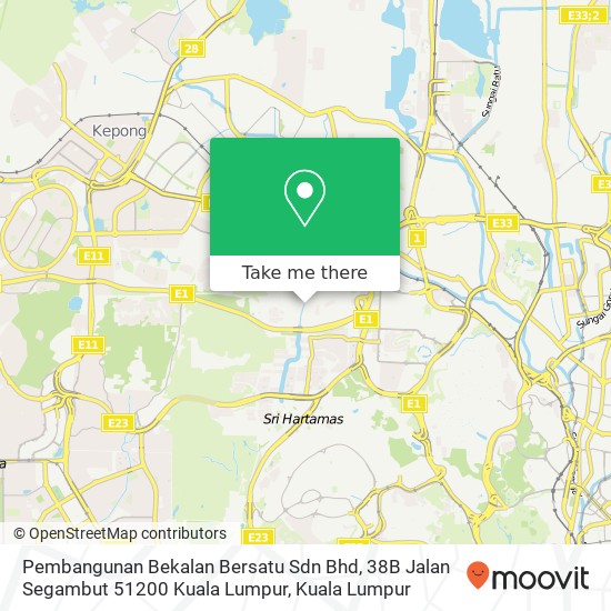 Peta Pembangunan Bekalan Bersatu Sdn Bhd, 38B Jalan Segambut 51200 Kuala Lumpur
