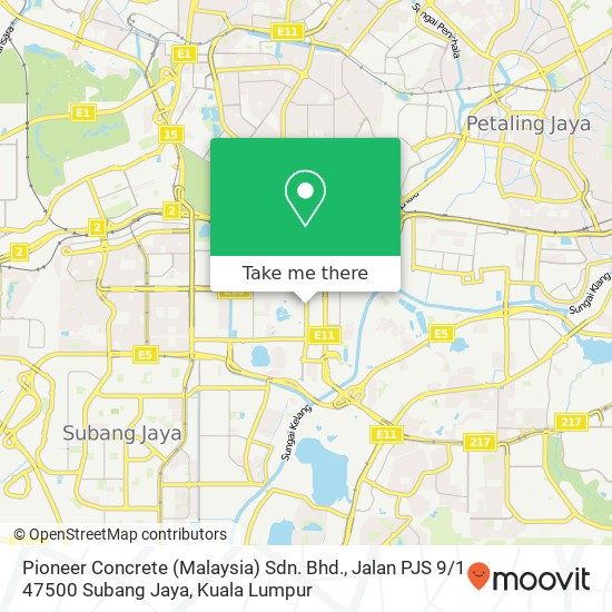 Peta Pioneer Concrete (Malaysia) Sdn. Bhd., Jalan PJS 9 / 1 47500 Subang Jaya