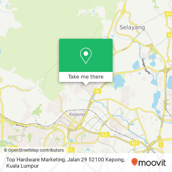 Peta Top Hardware Marketing, Jalan 29 52100 Kepong