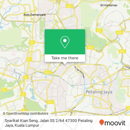 Peta Syarikat Kian Seng, Jalan SS 2 / 64 47300 Petaling Jaya