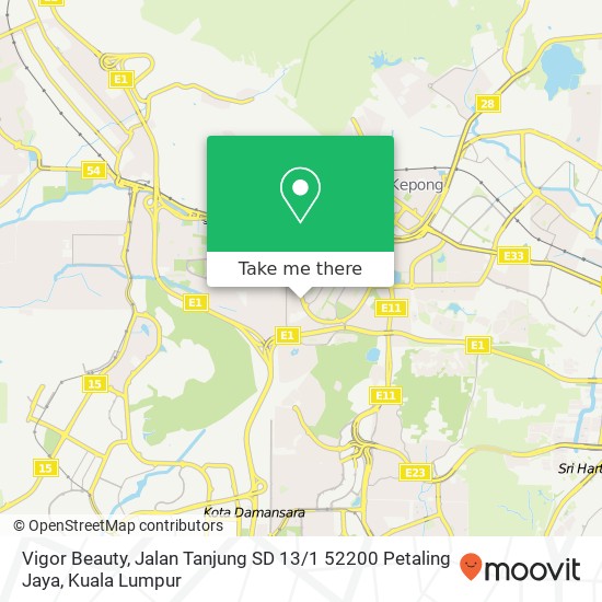 Peta Vigor Beauty, Jalan Tanjung SD 13 / 1 52200 Petaling Jaya