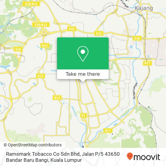 Peta Ramsmark Tobacco Co Sdn Bhd, Jalan P / 5 43650 Bandar Baru Bangi