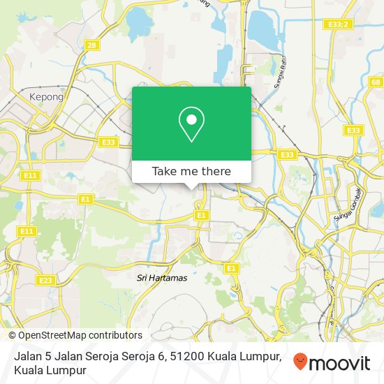 Peta Jalan 5 Jalan Seroja Seroja 6, 51200 Kuala Lumpur