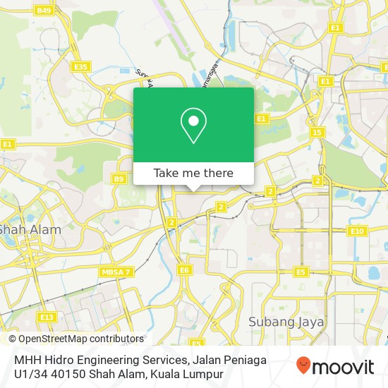 Peta MHH Hidro Engineering Services, Jalan Peniaga U1 / 34 40150 Shah Alam