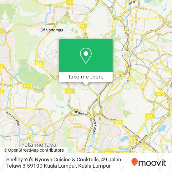 Shelley Yu's Nyonya Cuisine & Cocktails, 49 Jalan Telawi 3 59100 Kuala Lumpur map