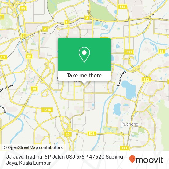 Peta JJ Jaya Trading, 6P Jalan USJ 6 / 6P 47620 Subang Jaya