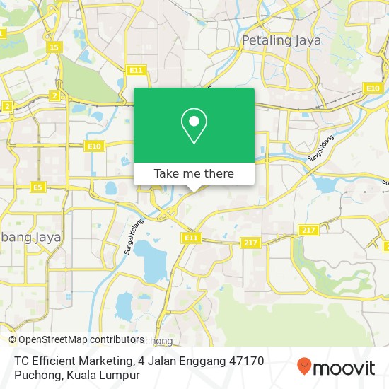 TC Efficient Marketing, 4 Jalan Enggang 47170 Puchong map