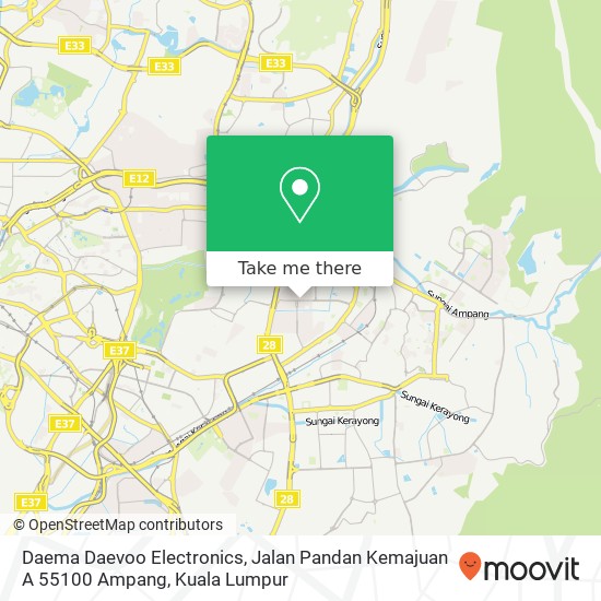 Peta Daema Daevoo Electronics, Jalan Pandan Kemajuan A 55100 Ampang