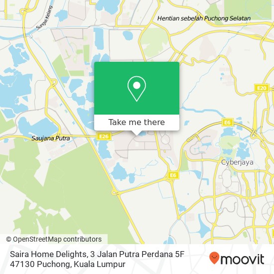Peta Saira Home Delights, 3 Jalan Putra Perdana 5F 47130 Puchong