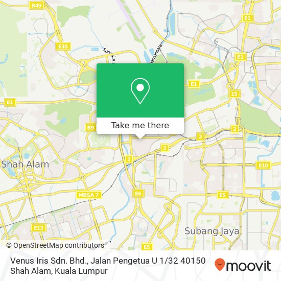 Venus Iris Sdn. Bhd., Jalan Pengetua U 1 / 32 40150 Shah Alam map