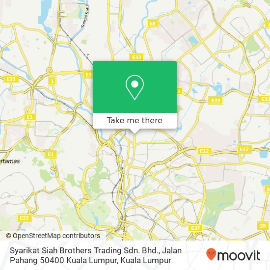 Peta Syarikat Siah Brothers Trading Sdn. Bhd., Jalan Pahang 50400 Kuala Lumpur