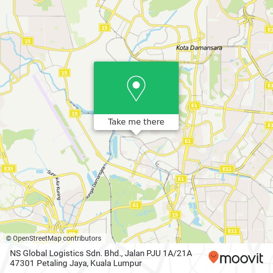NS Global Logistics Sdn. Bhd., Jalan PJU 1A / 21A 47301 Petaling Jaya map