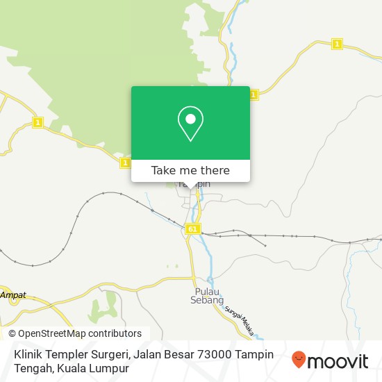 Peta Klinik Templer Surgeri, Jalan Besar 73000 Tampin Tengah