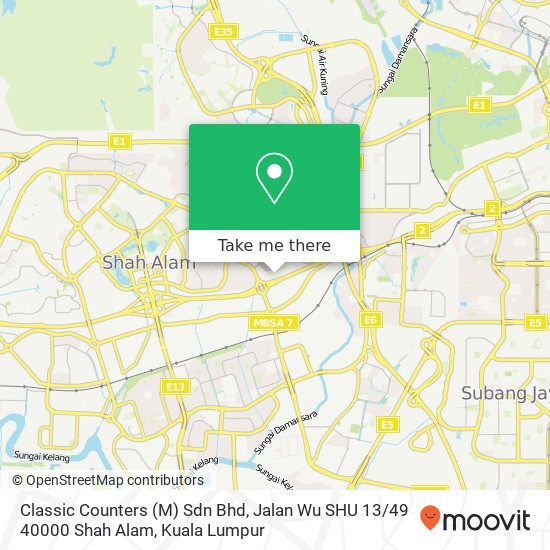 Classic Counters (M) Sdn Bhd, Jalan Wu SHU 13 / 49 40000 Shah Alam map