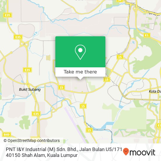 PNT I&Y Industrial (M) Sdn. Bhd., Jalan Bulan U5 / 171 40150 Shah Alam map