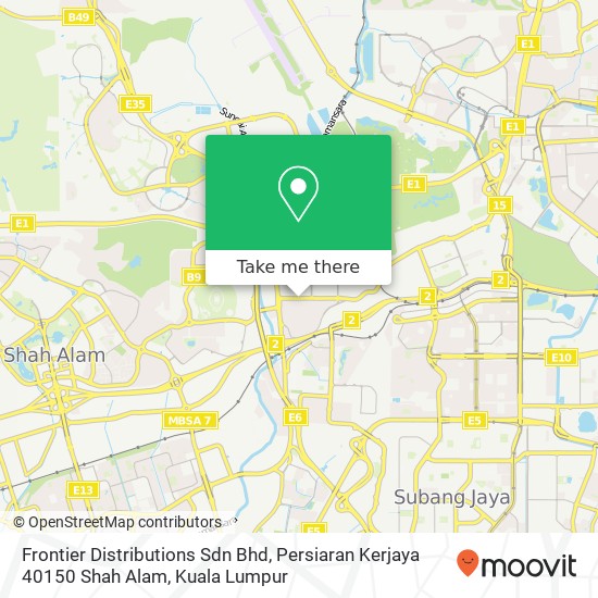 Frontier Distributions Sdn Bhd, Persiaran Kerjaya 40150 Shah Alam map