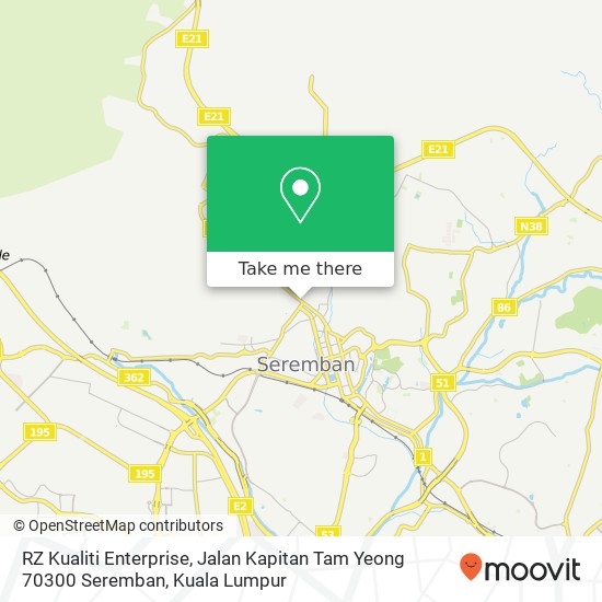 Peta RZ Kualiti Enterprise, Jalan Kapitan Tam Yeong 70300 Seremban