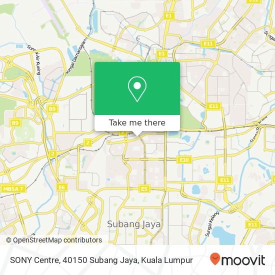 Peta SONY Centre, 40150 Subang Jaya