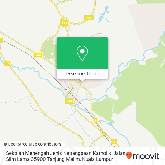 Peta Sekolah Menengah Jenis Kebangsaan Katholik, Jalan Slim Lama 35900 Tanjung Malim