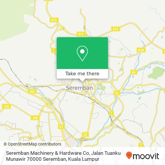 Seremban Machinery & Hardware Co, Jalan Tuanku Munawir 70000 Seremban map